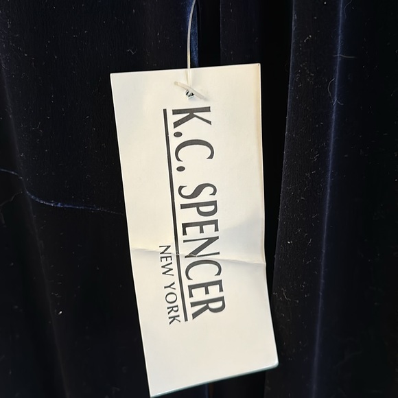 Ladies Navy Blue Velvet Look & Feel Dress - Picture 4 of 13